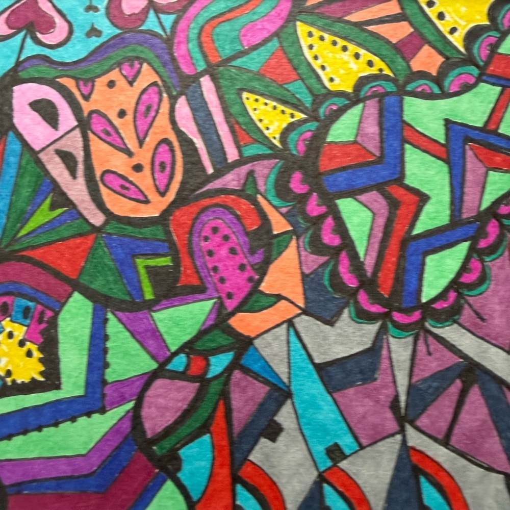 Original hand drawn intuitive abstract art with mat. - Picture 3 of 6